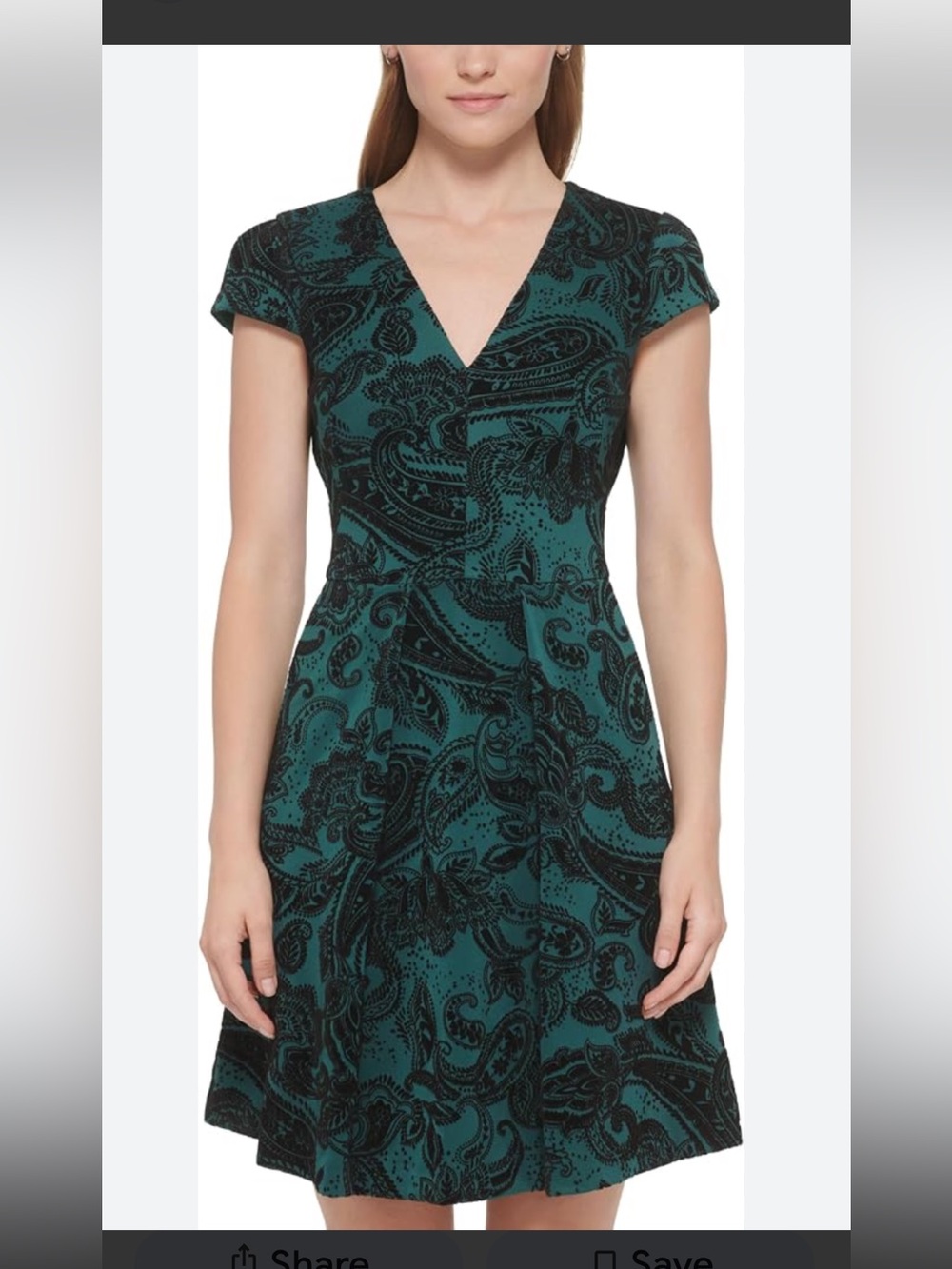 NWT Vince Camuto Hunter Green Paisley Flocked Cap Sleeve Scuba Dress Size 14